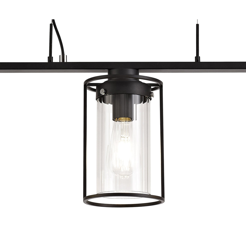 NL75869 Riannon Linear Pendant 3 Light Black/Clear Glass