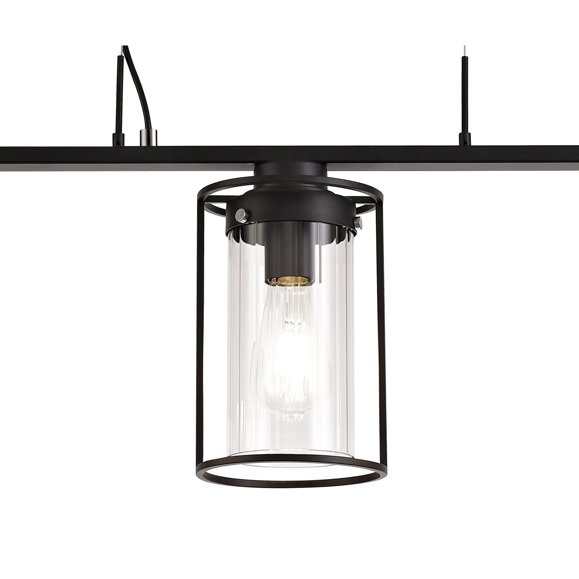 NL75869 Riannon Linear Pendant 3 Light Black/Clear Glass