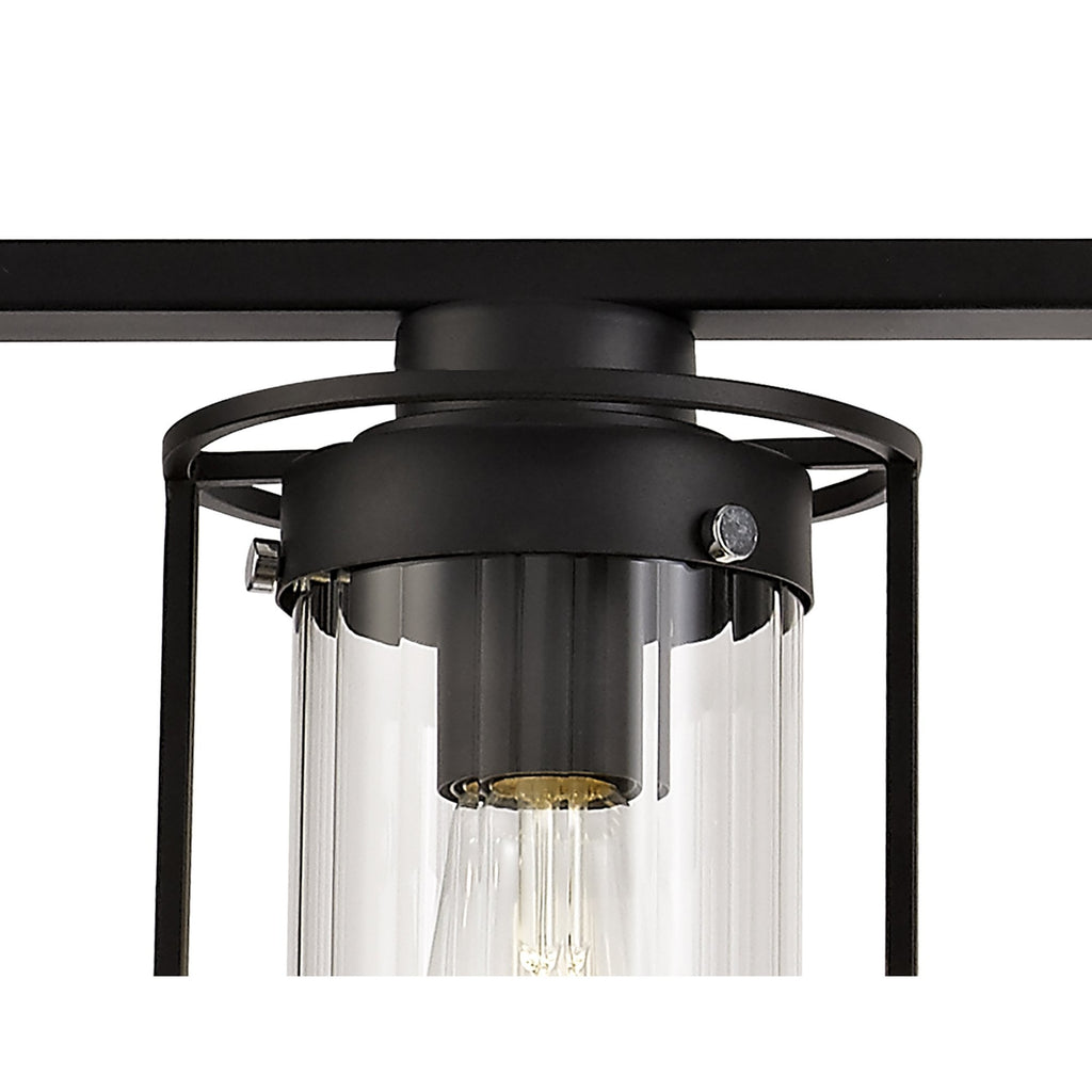 NL75869 Riannon Linear Pendant 3 Light Black/Clear Glass