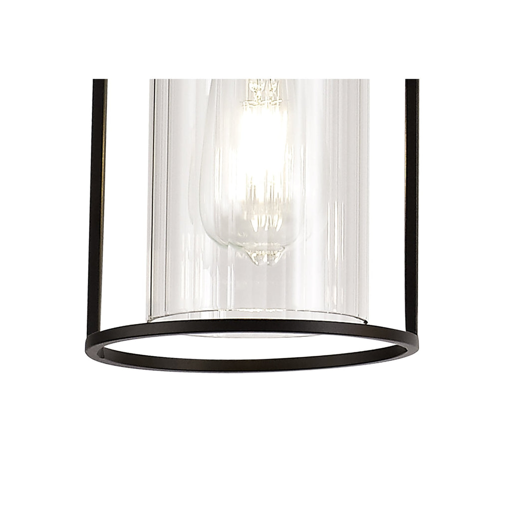 NL75869 Riannon Linear Pendant 3 Light Black/Clear Glass