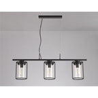 NL75869 Riannon Linear Pendant 3 Light Black/Clear Glass