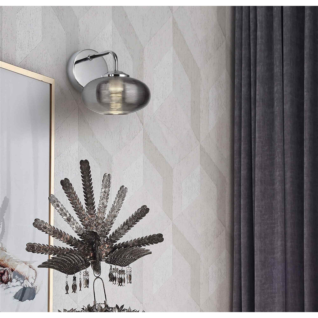 NL74389 Rome Wall  Light Switched LED Smoked/Polished Chrome