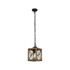 NL83739 Rowley Outdoor Pendant Wood Effect & Black/Clear Glass