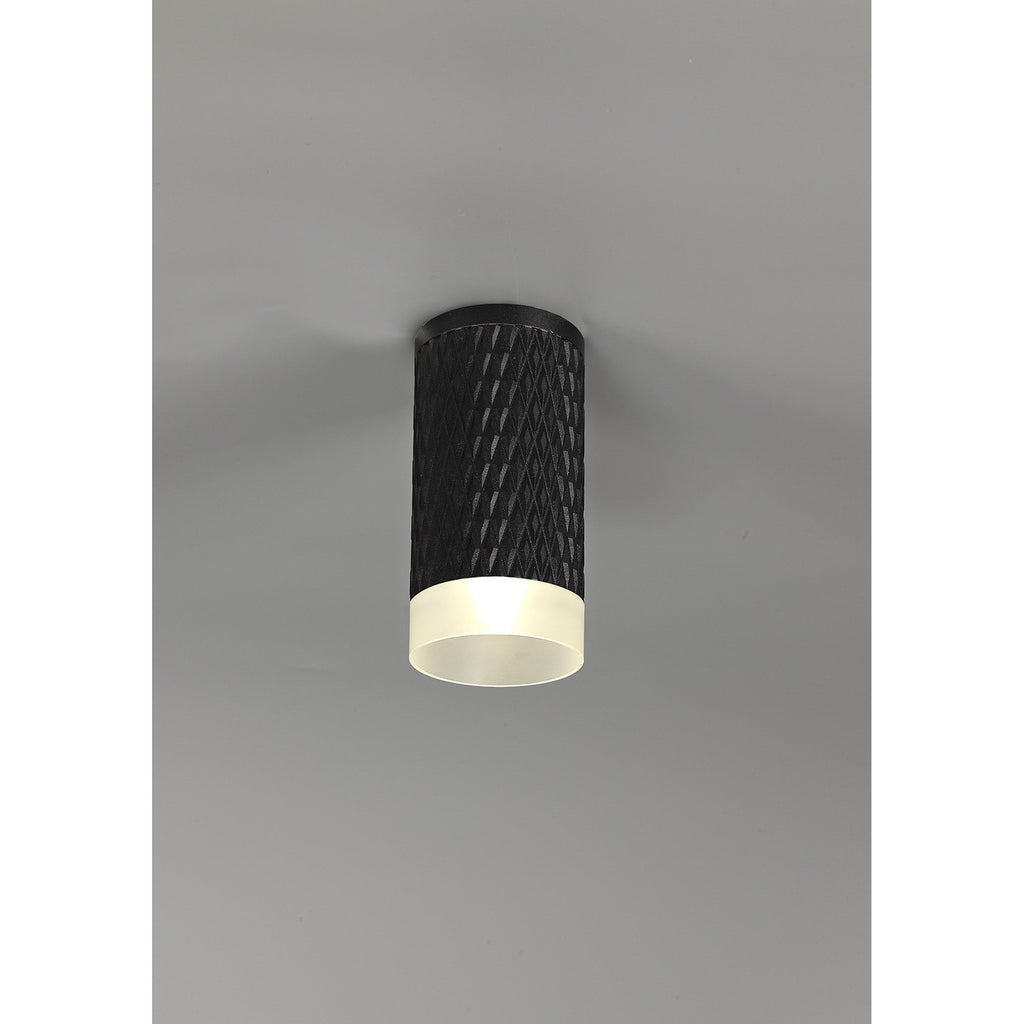 NLK01659 Stockholm 1 Light 11cm Surface Mounted Ceiling Sand Black/Acrylic Ring