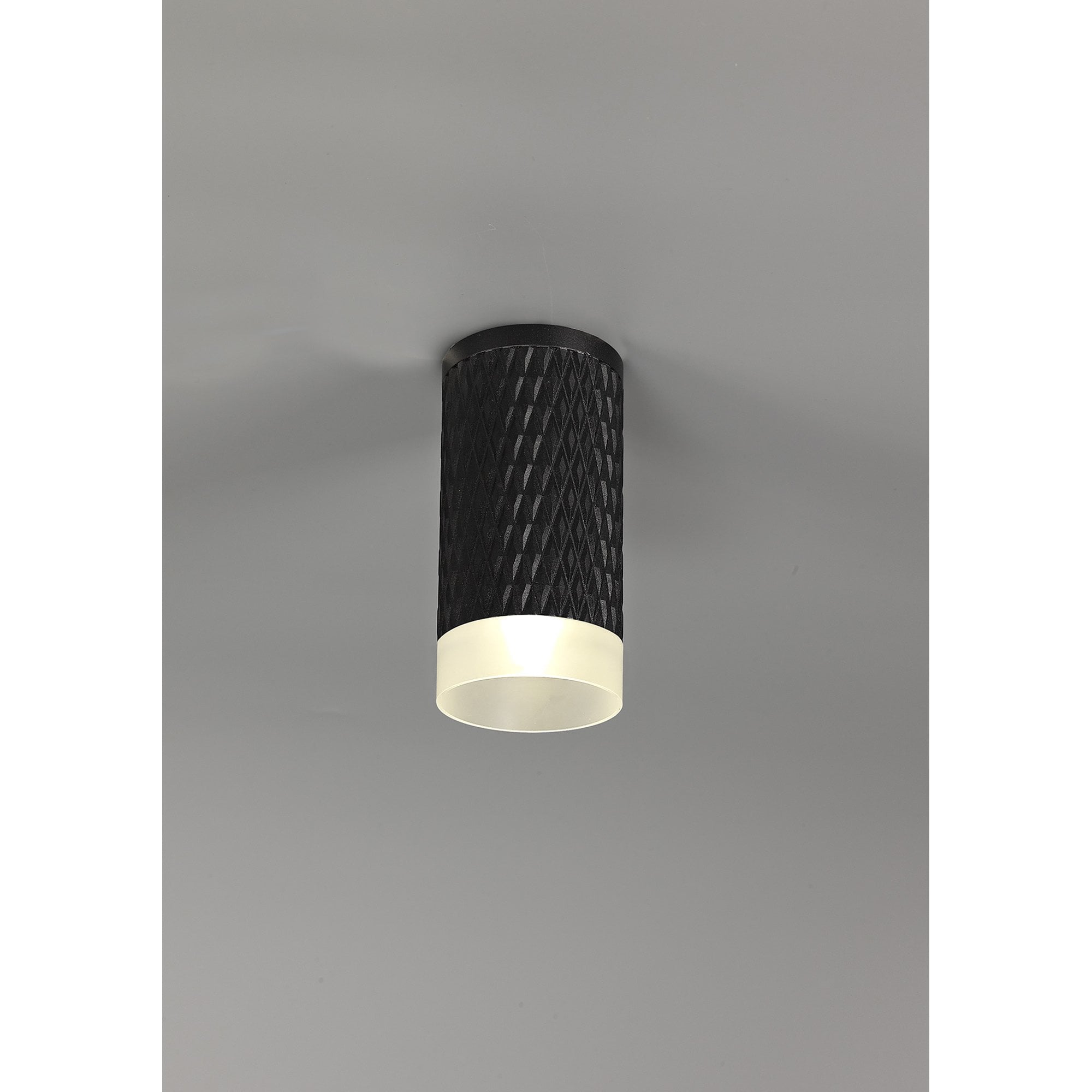 NLK01659 Stockholm 1 Light 11cm Surface Mounted Ceiling Sand Black/Acrylic Ring