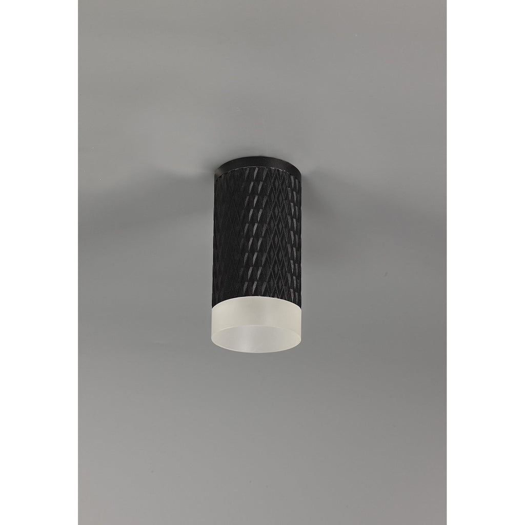 NLK01659 Stockholm 1 Light 11cm Surface Mounted Ceiling Sand Black/Acrylic Ring
