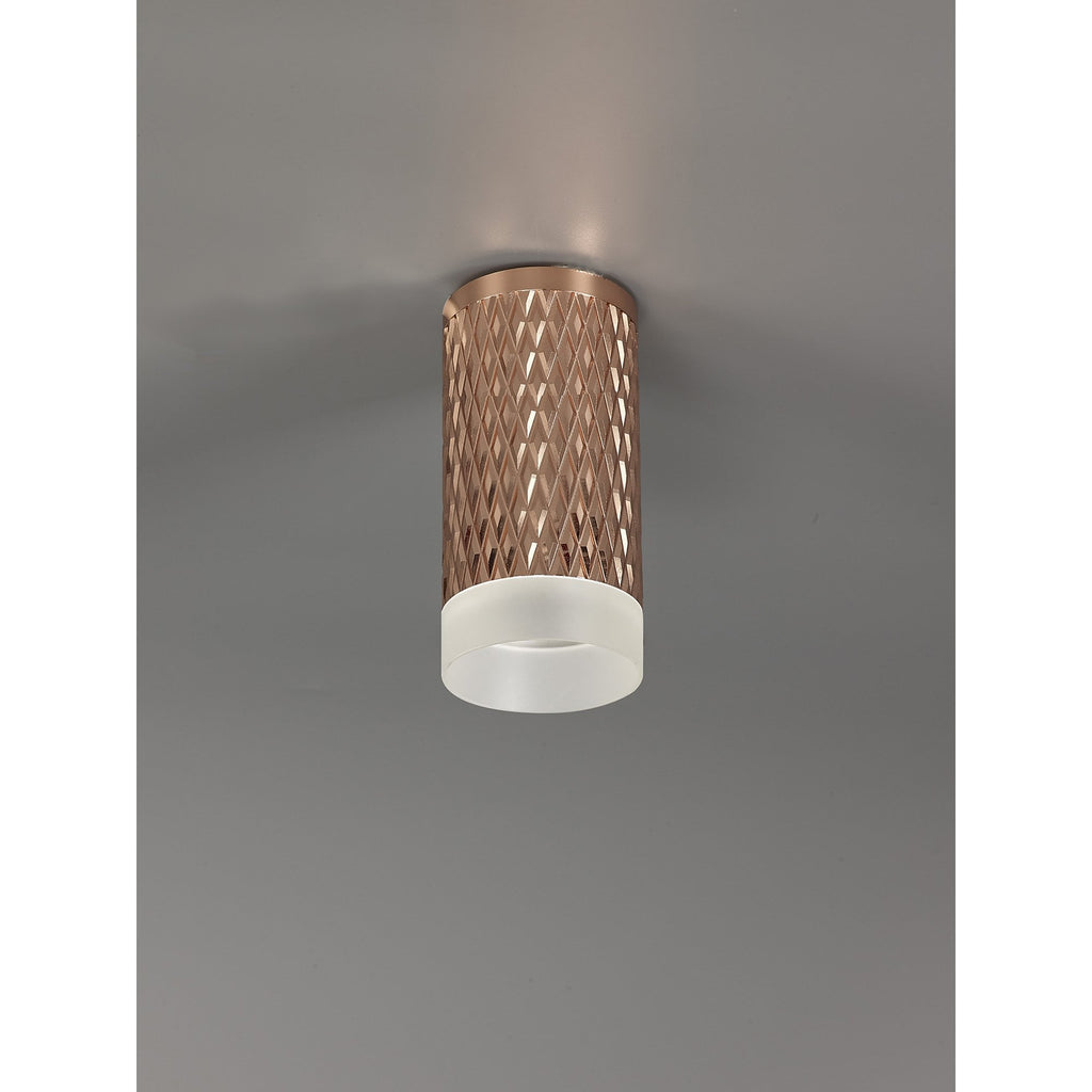 NLK01689 Stockholm  1 Light 11cm Surface Mounted Ceiling Rose Gold/Acrylic Ring