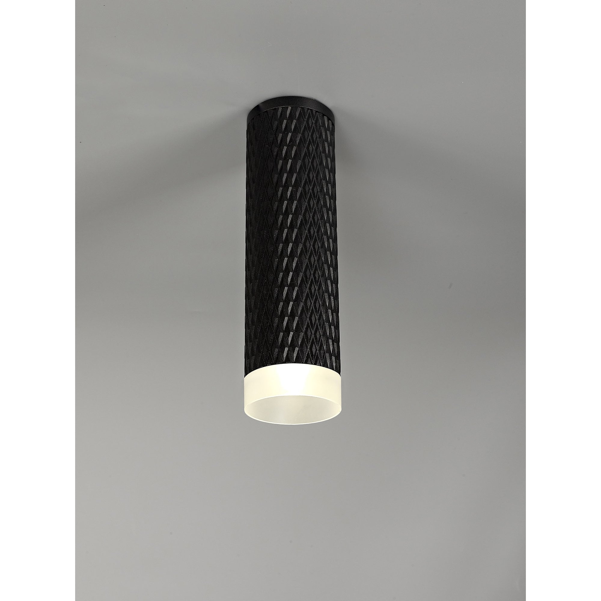 NLK01699 Stockholm 1 Light 20cm Surface Mounted Ceiling Sand Black/Acrylic Ring