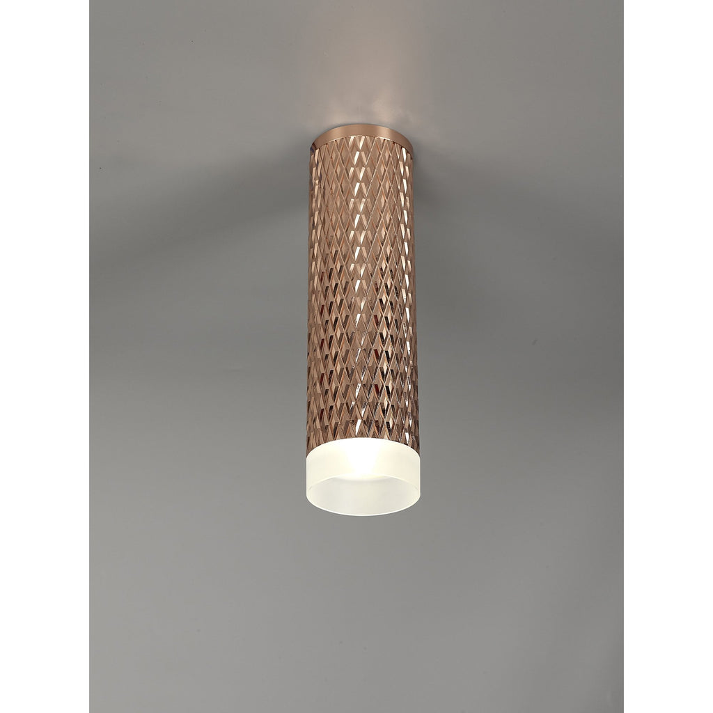 NLK01729 Stockholm 1 Light 20cm Surface Mounted Ceiling Rose Gold/Acrylic Ring
