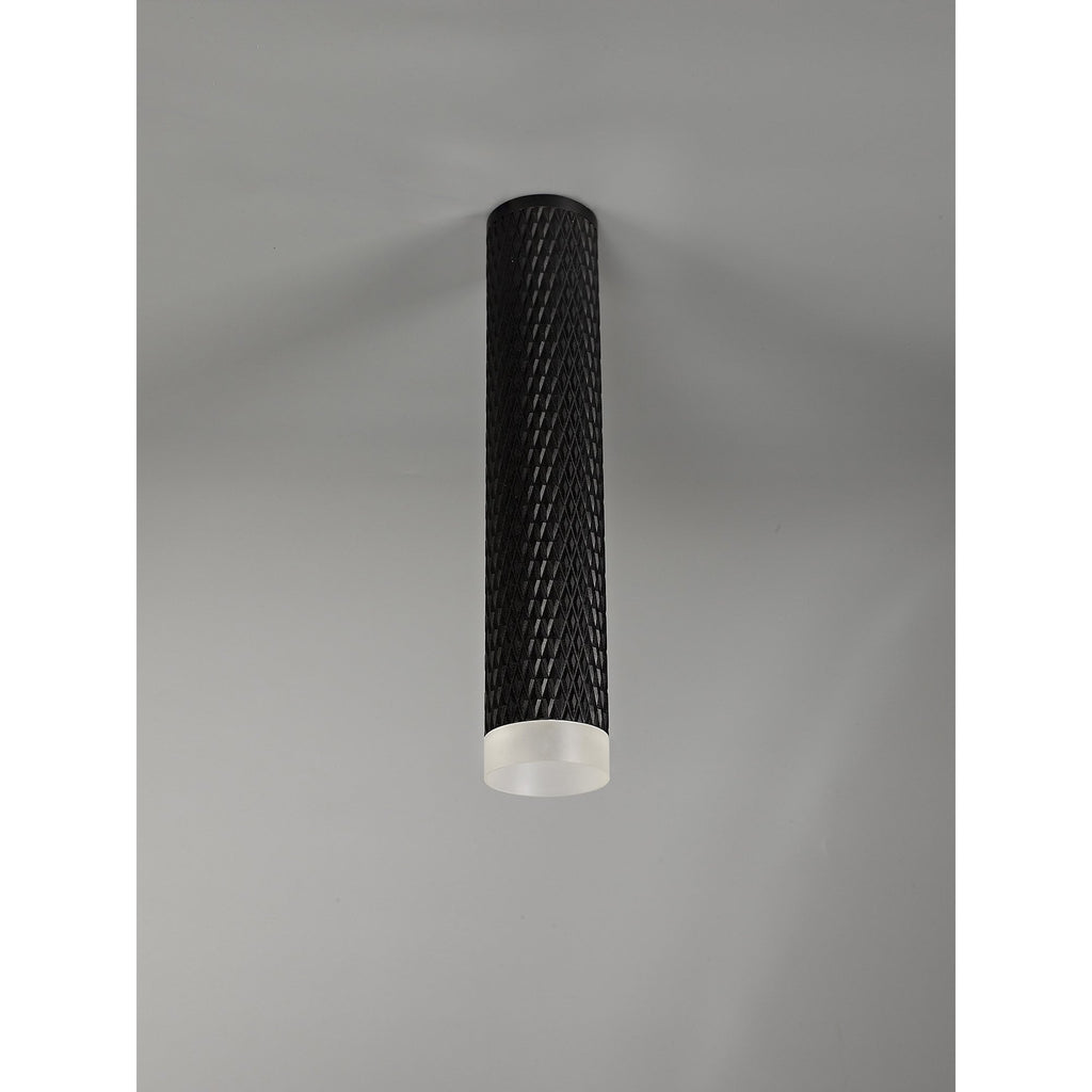 NLK01739 Stockholm 1 Light 30cm Surface Mounted Ceiling Sand Black/Acrylic Ring