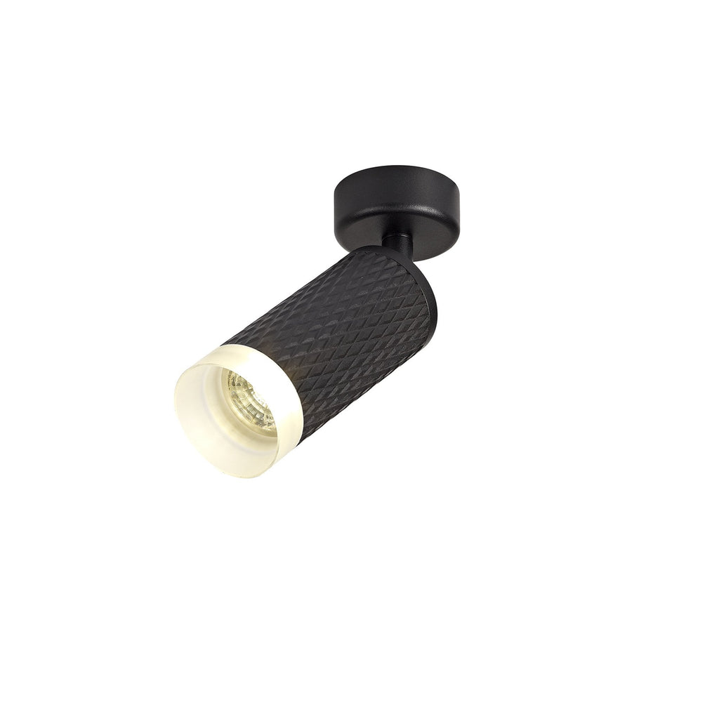 NLK01779 Stockholm  1 Light Surface Mounted Spot Light Sand Black/Acrylic Ring