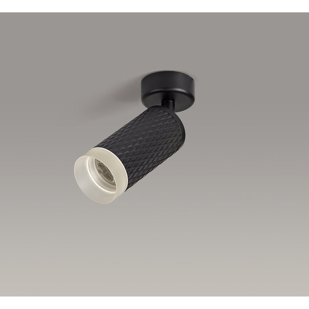 NLK01779 Stockholm  1 Light Surface Mounted Spot Light Sand Black/Acrylic Ring
