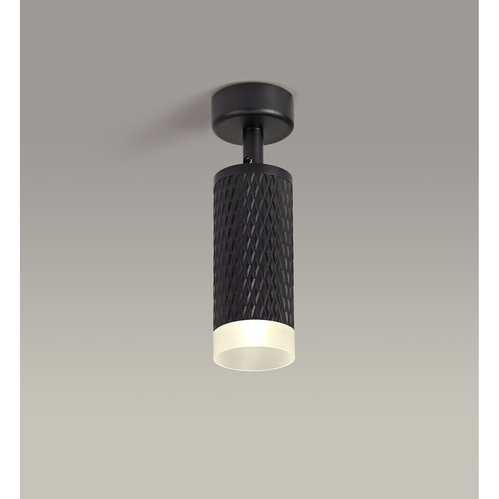 NLK01779 Stockholm  1 Light Surface Mounted Spot Light Sand Black/Acrylic Ring