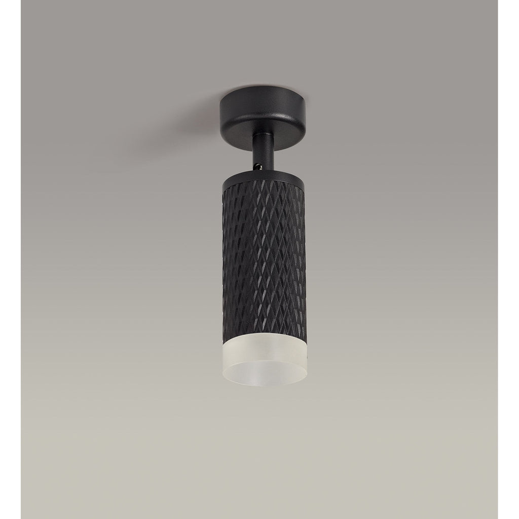 NLK01779 Stockholm  1 Light Surface Mounted Spot Light Sand Black/Acrylic Ring