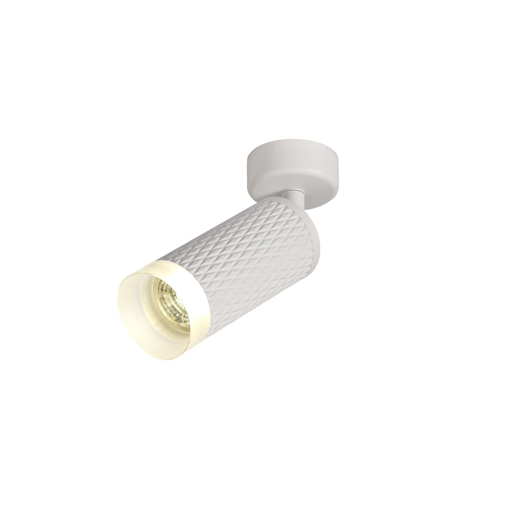 NLK01789 Stockholm 1 Light Surface Mounted Spot Light Sand White/Acrylic Ring