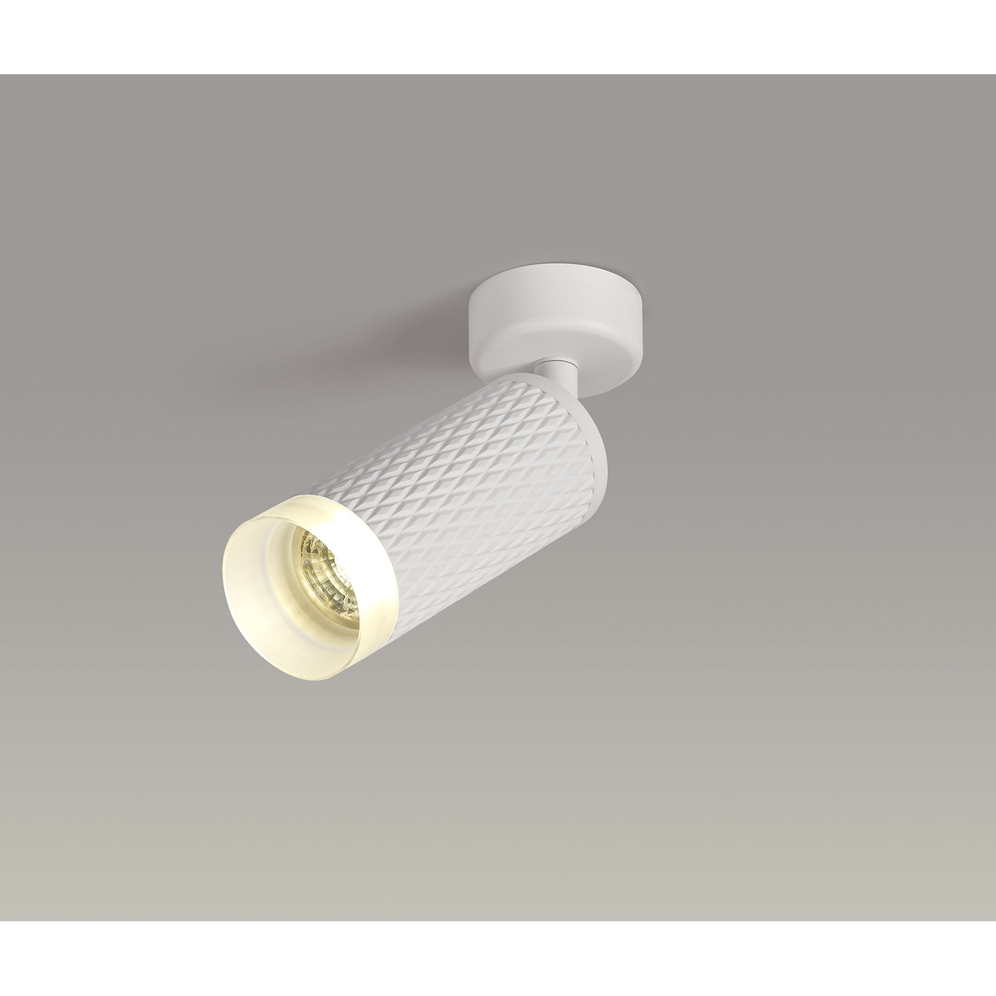 NLK01789 Stockholm 1 Light Surface Mounted Spot Light Sand White/Acrylic Ring