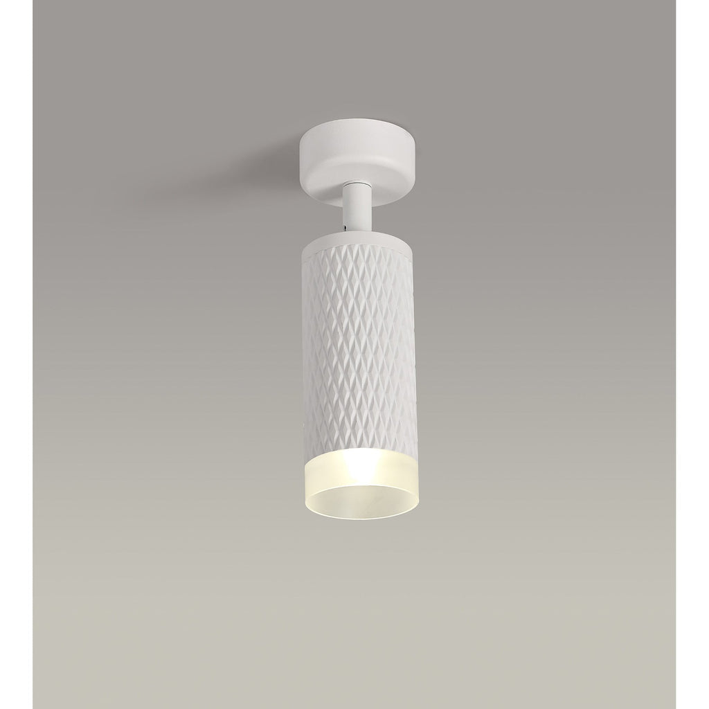 NLK01789 Stockholm 1 Light Surface Mounted Spot Light Sand White/Acrylic Ring