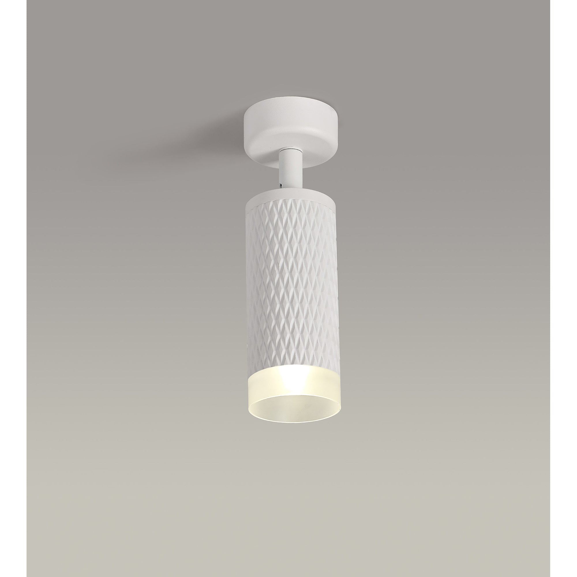 NLK01789 Stockholm 1 Light Surface Mounted Spot Light Sand White/Acrylic Ring
