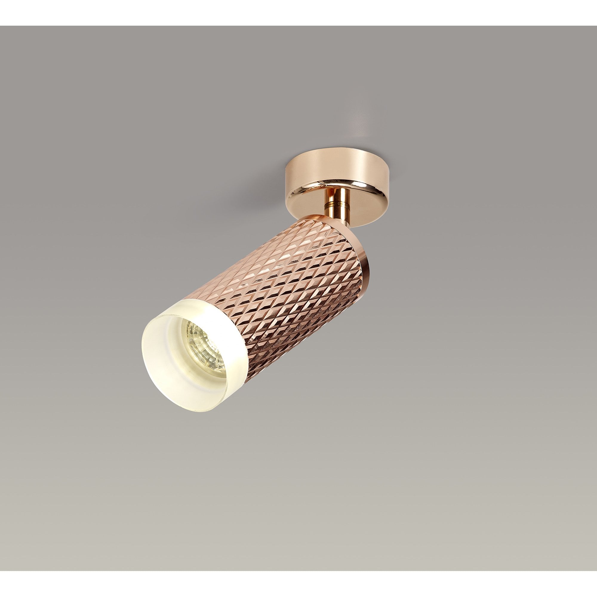 NLK01809 Stockholm 1 Light Surface Mounted Spot Light Rose Gold/Acrylic Ring