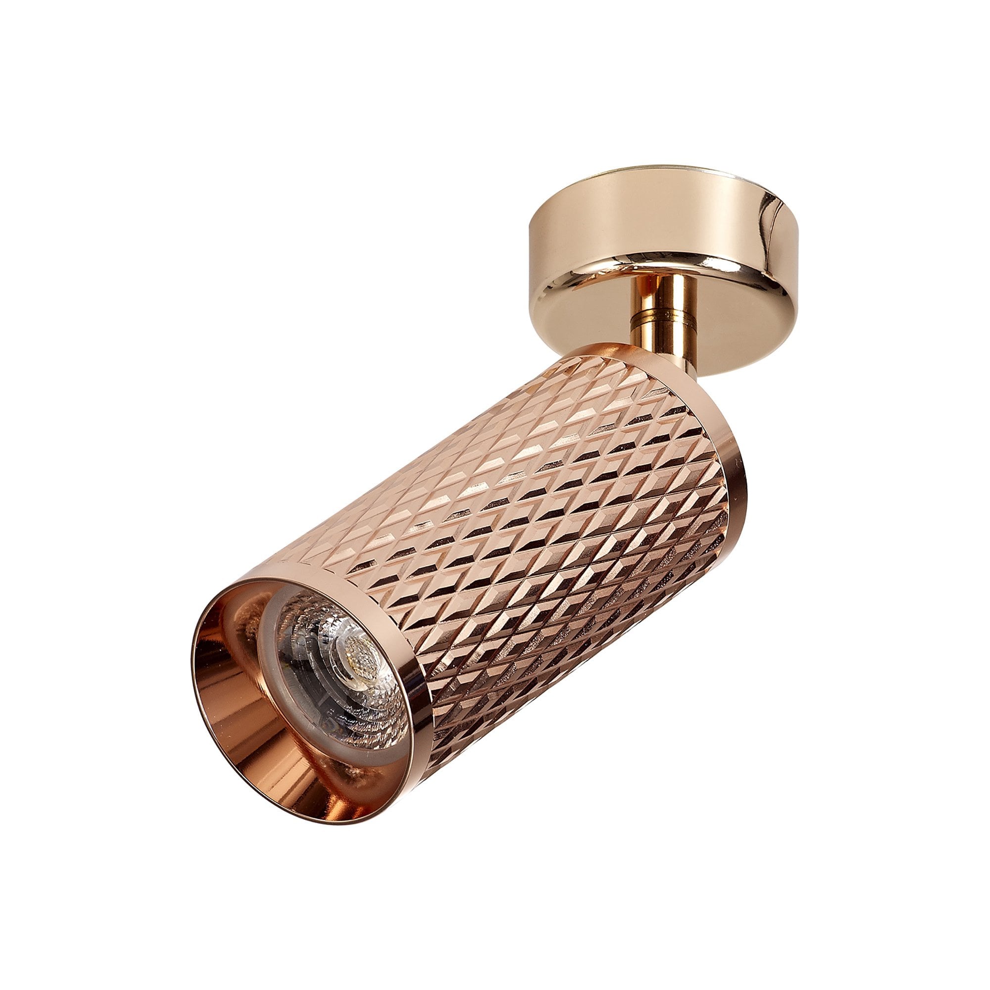 NLK01809 Stockholm 1 Light Surface Mounted Spot Light Rose Gold/Acrylic Ring