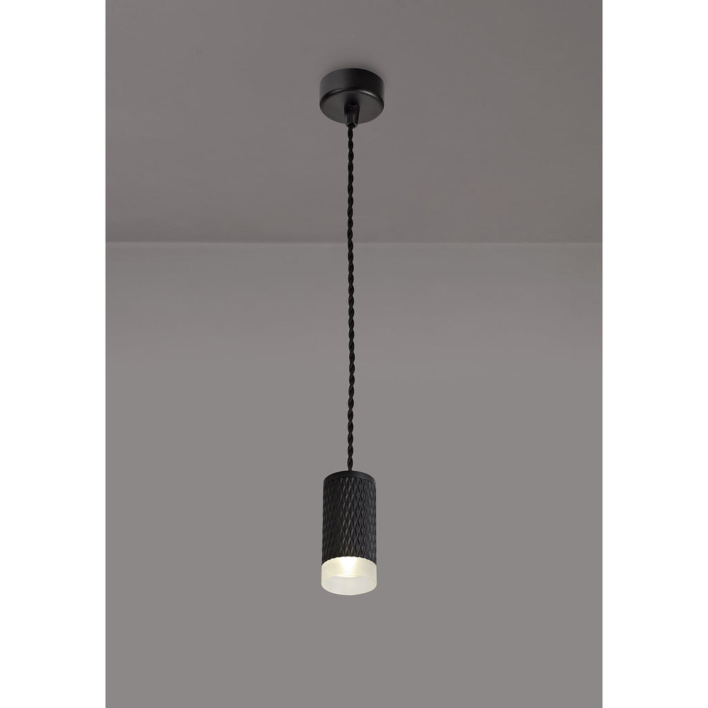 NLK01859 Stockholm 1 Light 11cm Pendant  Light Sand Black/Acrylic Ring
