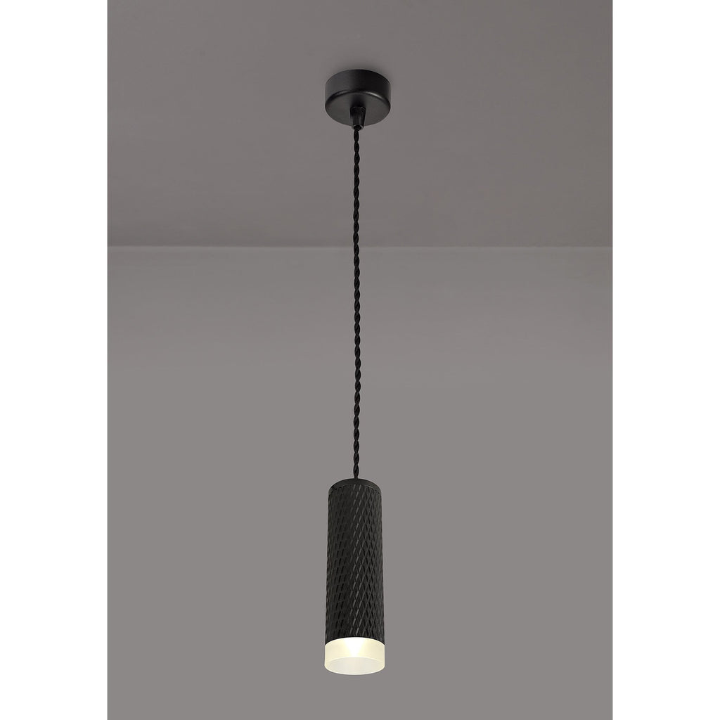 NLK01869 Stockholm 1 Light 20cm Pendant  Light Sand Black/Acrylic Ring
