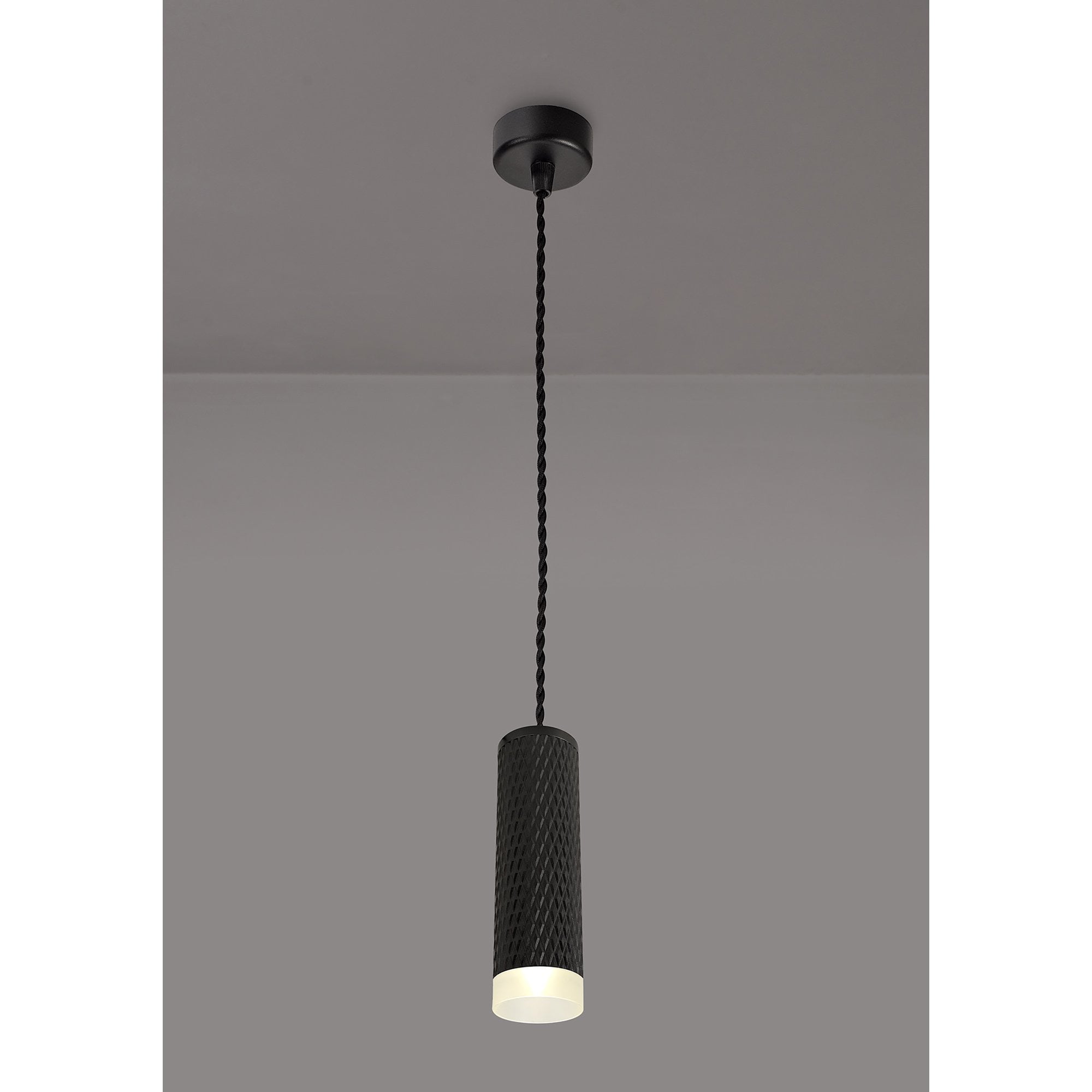 NLK01869 Stockholm 1 Light 20cm Pendant  Light Sand Black/Acrylic Ring