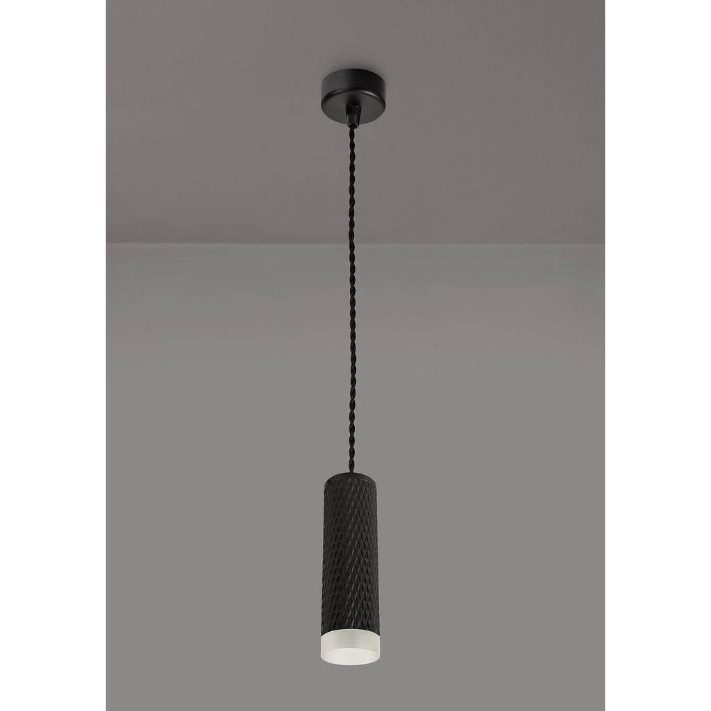 NLK01869 Stockholm 1 Light 20cm Pendant  Light Sand Black/Acrylic Ring