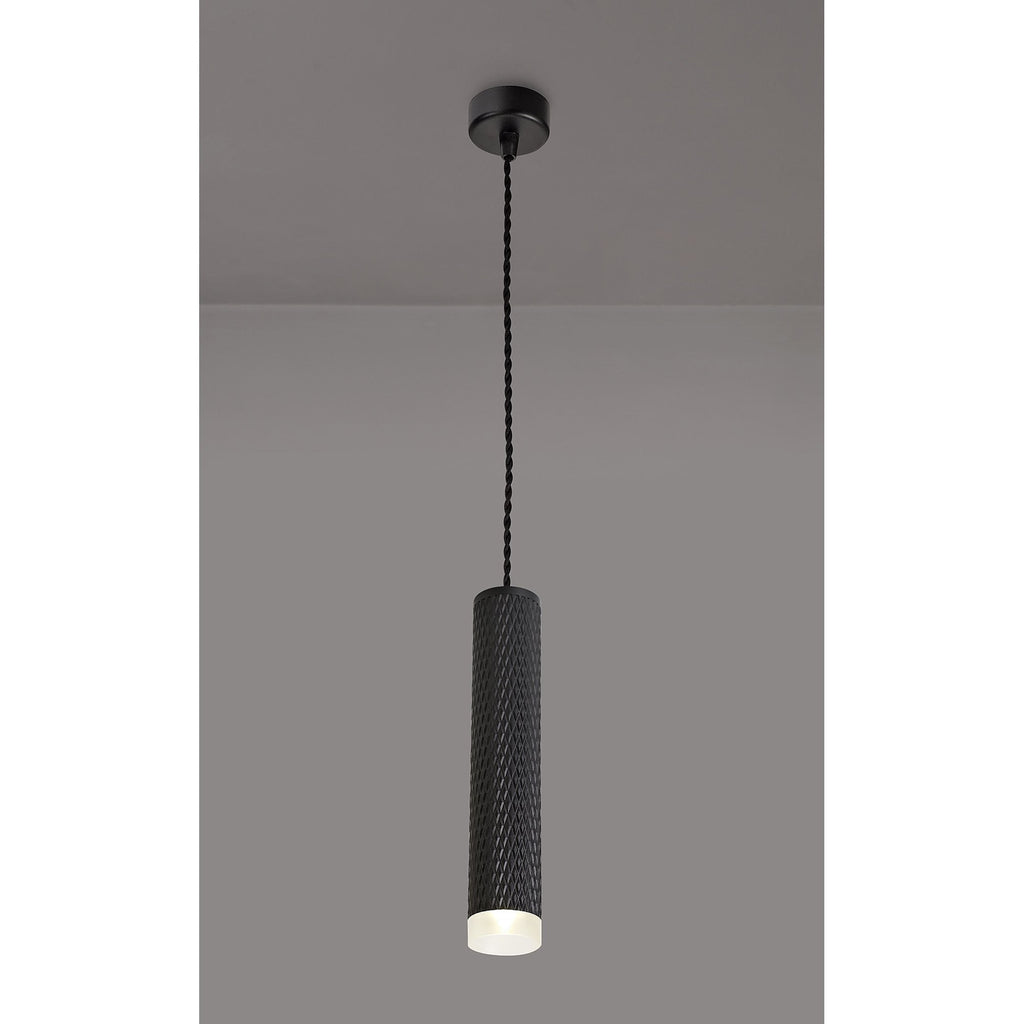 NLK01879 Stockholm 1 Light 30cm Pendant  Light Sand Black/Acrylic Ring