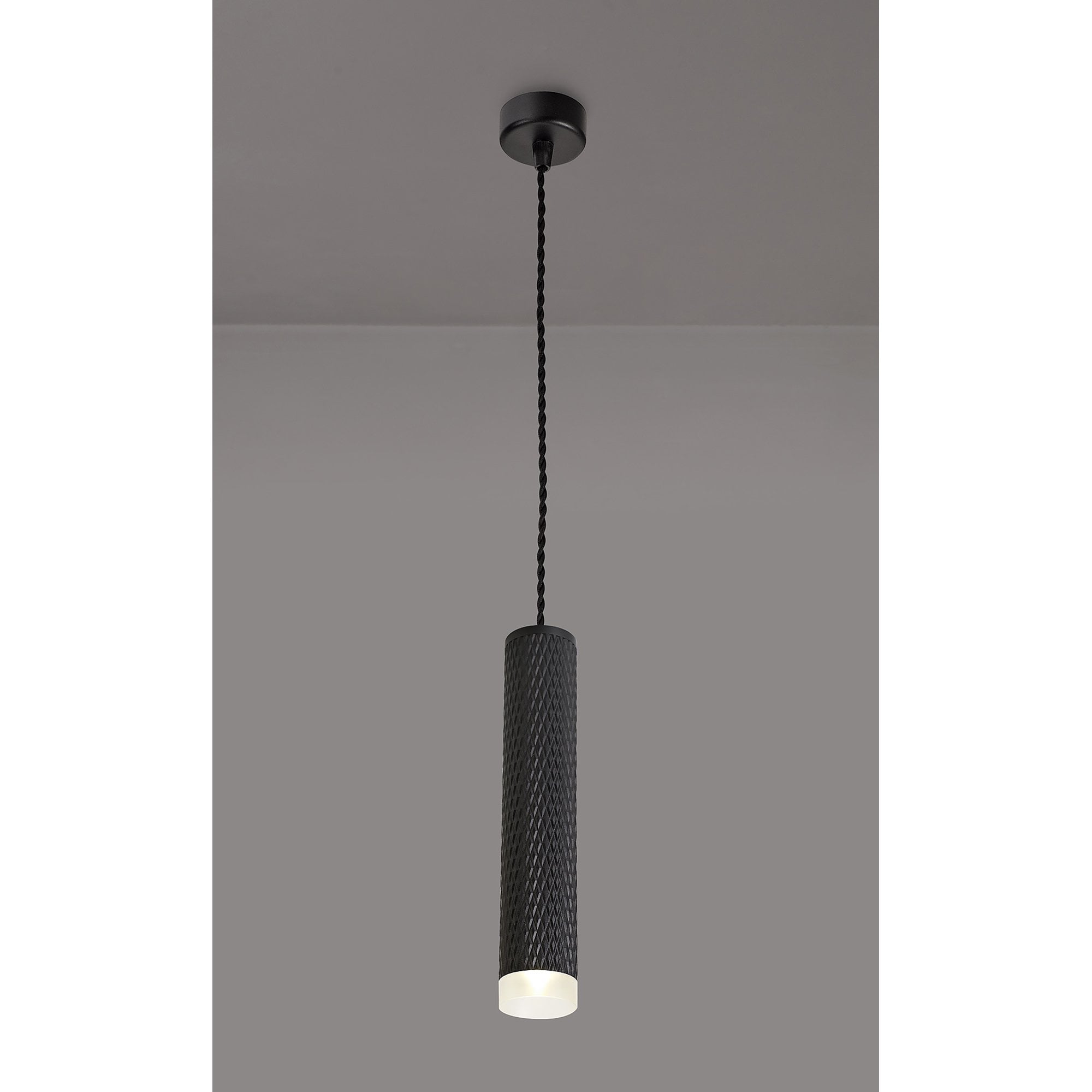 NLK01879 Stockholm 1 Light 30cm Pendant  Light Sand Black/Acrylic Ring