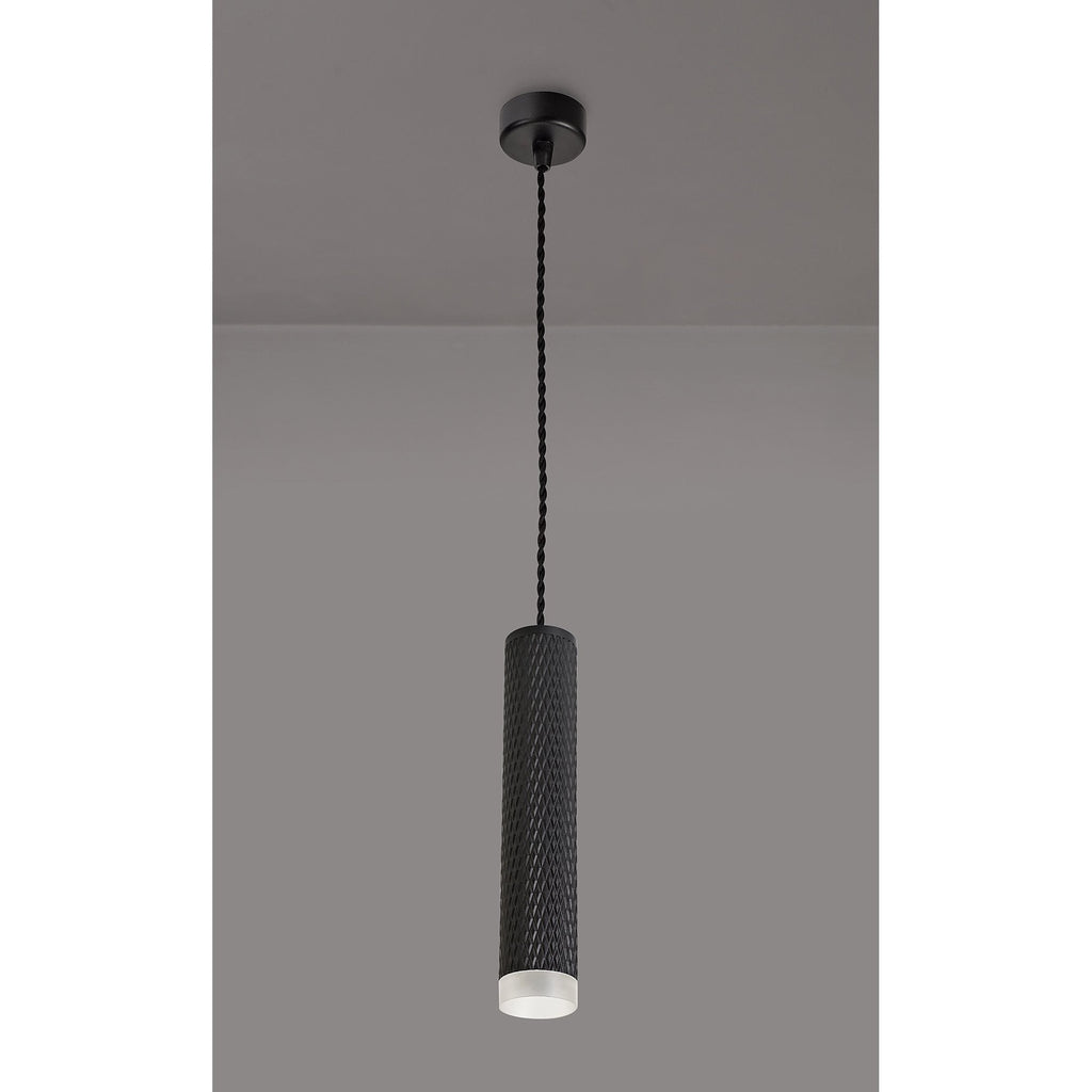 NLK01879 Stockholm 1 Light 30cm Pendant  Light Sand Black/Acrylic Ring