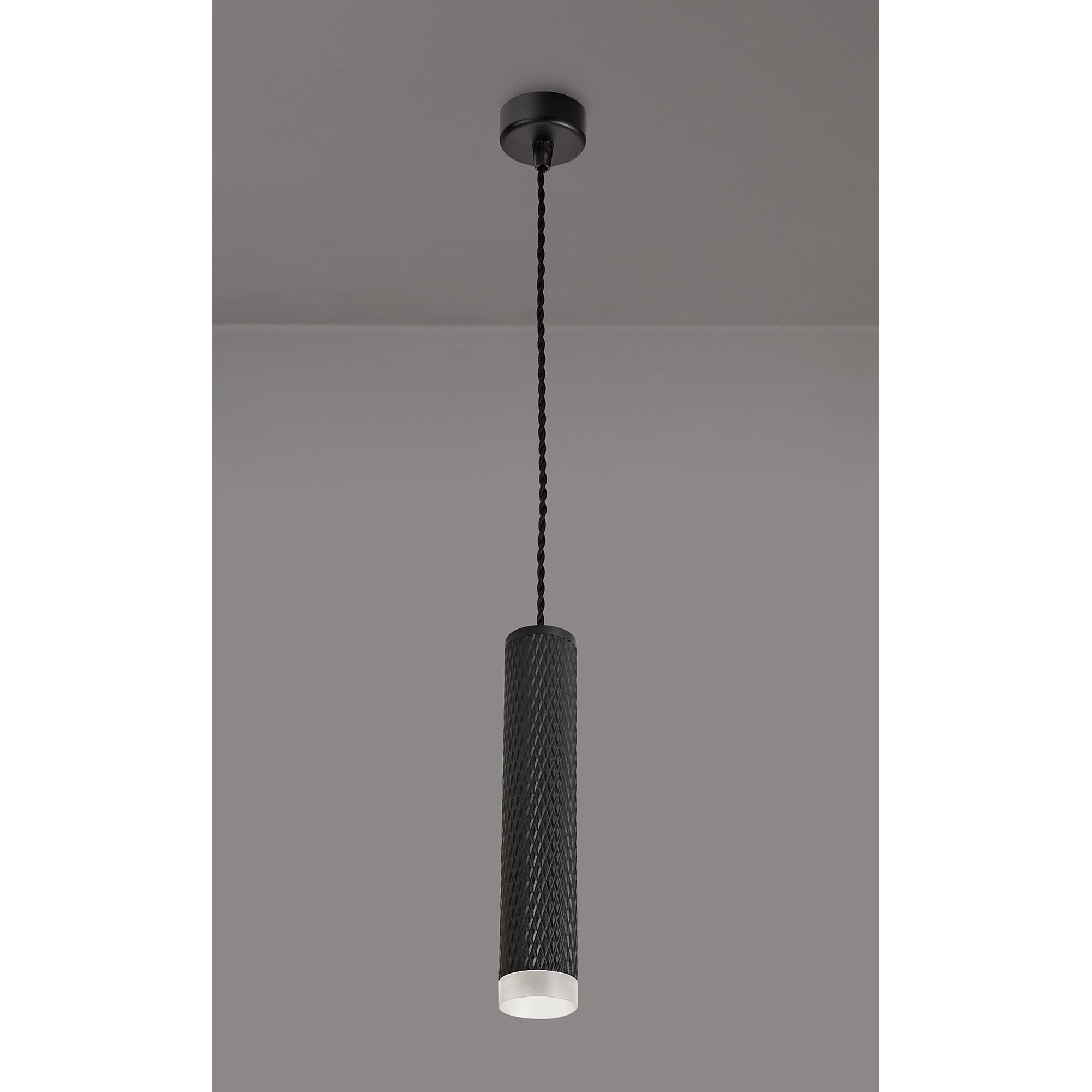 NLK01879 Stockholm 1 Light 30cm Pendant  Light Sand Black/Acrylic Ring