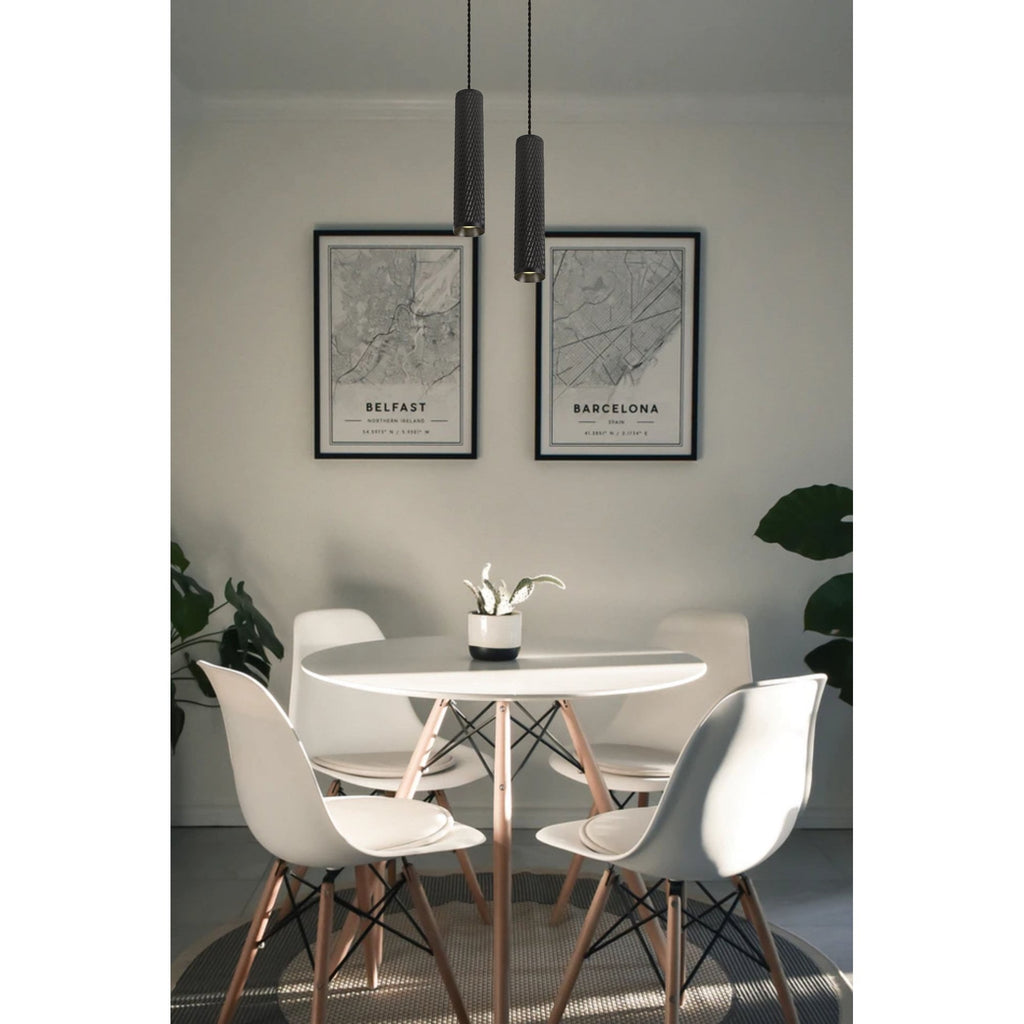 NLK01909 Stockholm 1 Light 30cm Pendant  Light Sand Black