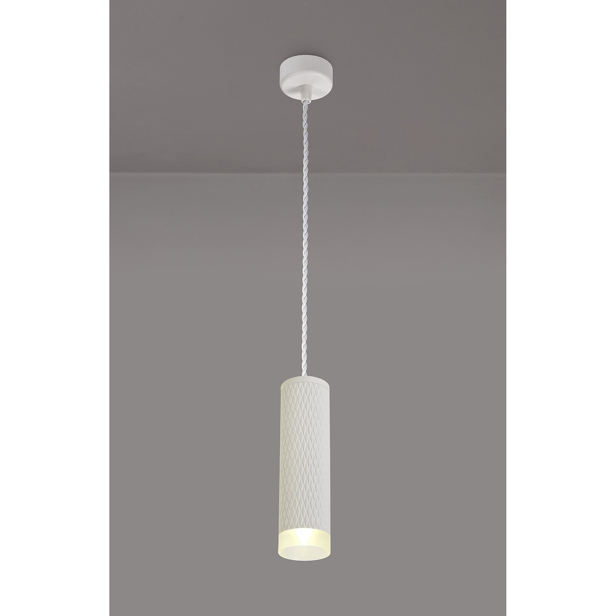 NLK01929 Stockholm 1 Light 20cm Pendant  Light Sand White/Acrylic Ring