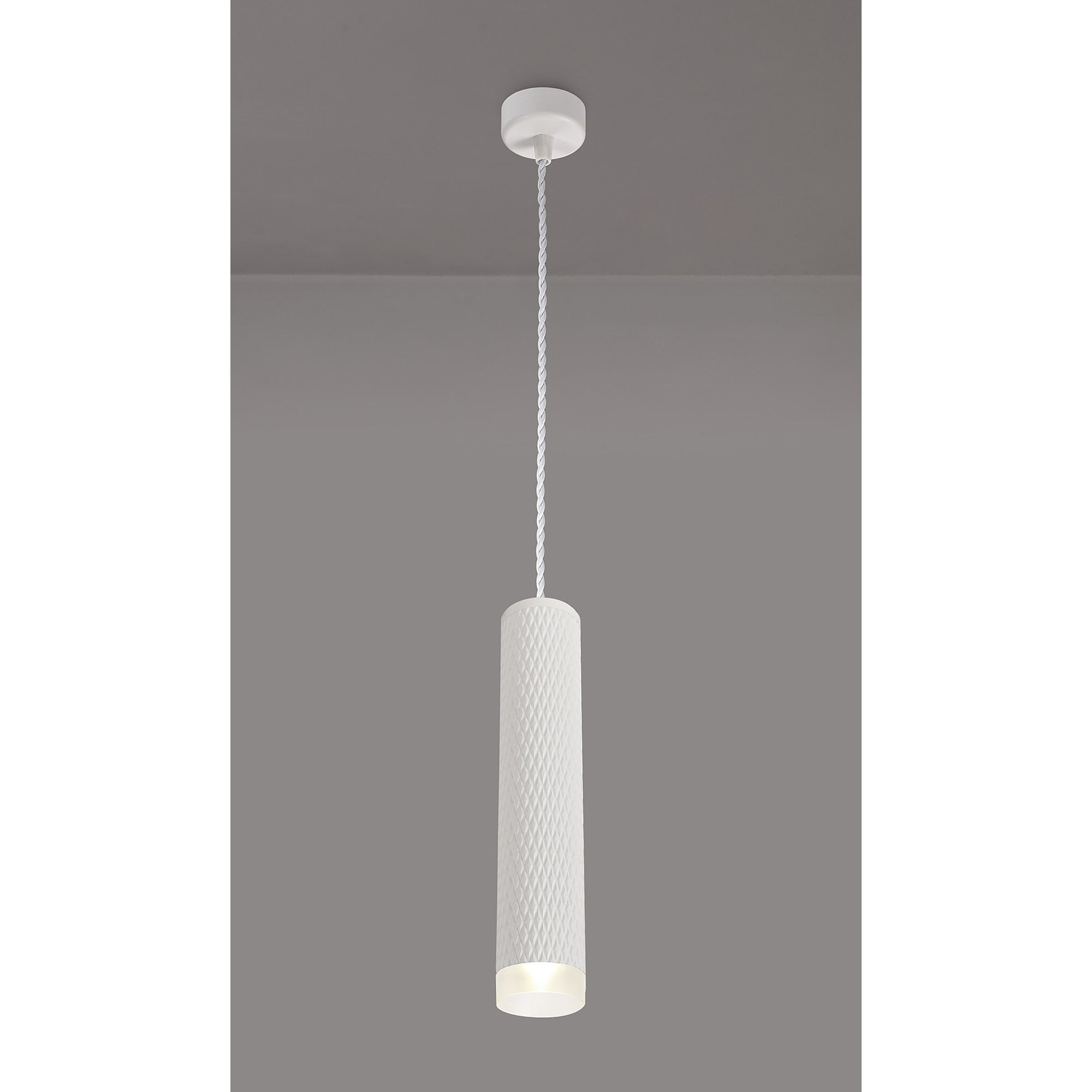 NLK01939 Stockholm 1 Light 30cm Pendant  Light Sand White/Acrylic Ring