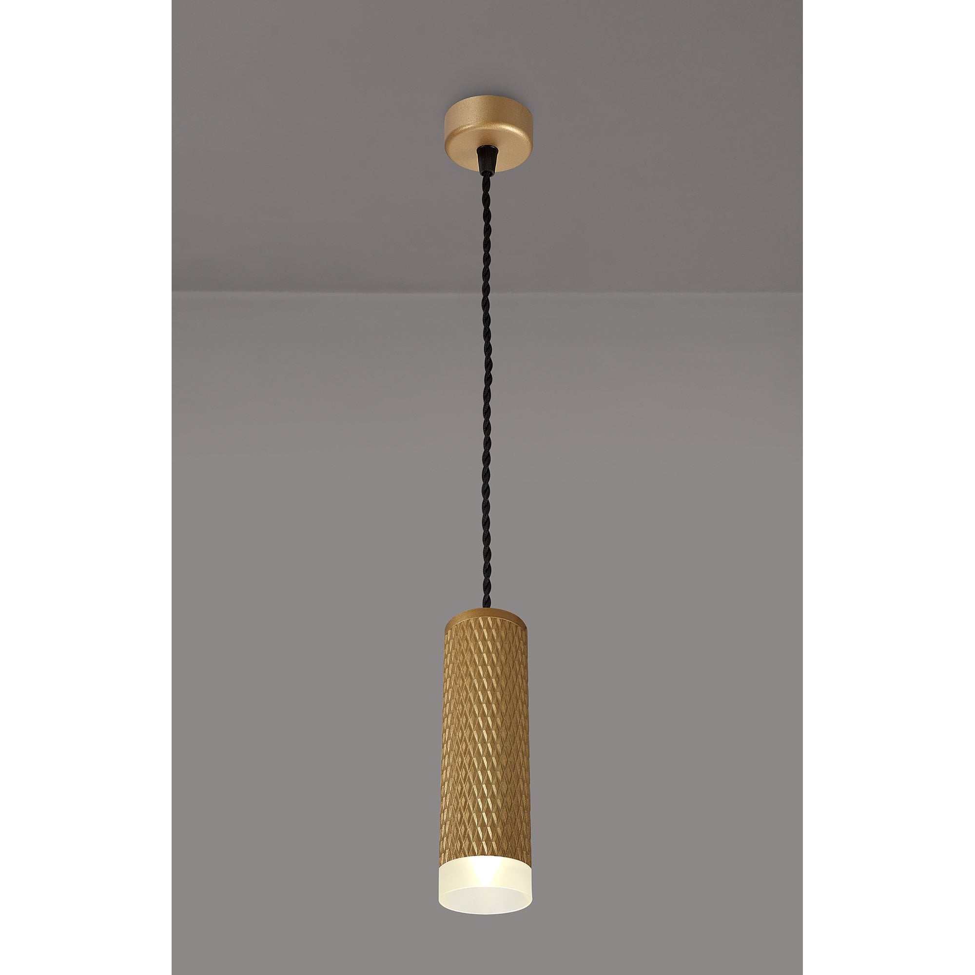 NLK01989 Stockholm 1 Light 20cm Pendant  Light Champagne Gold/Acrylic Ring