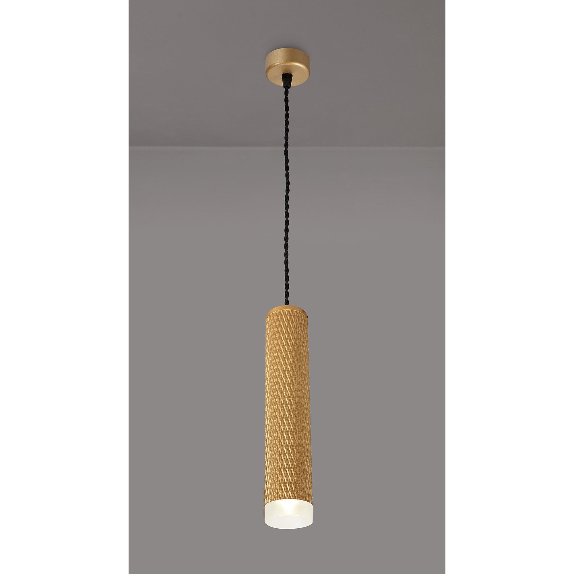 NLK01999 Stockholm 1 Light 30cm Pendant  Light Champagne Gold/Acrylic Ring