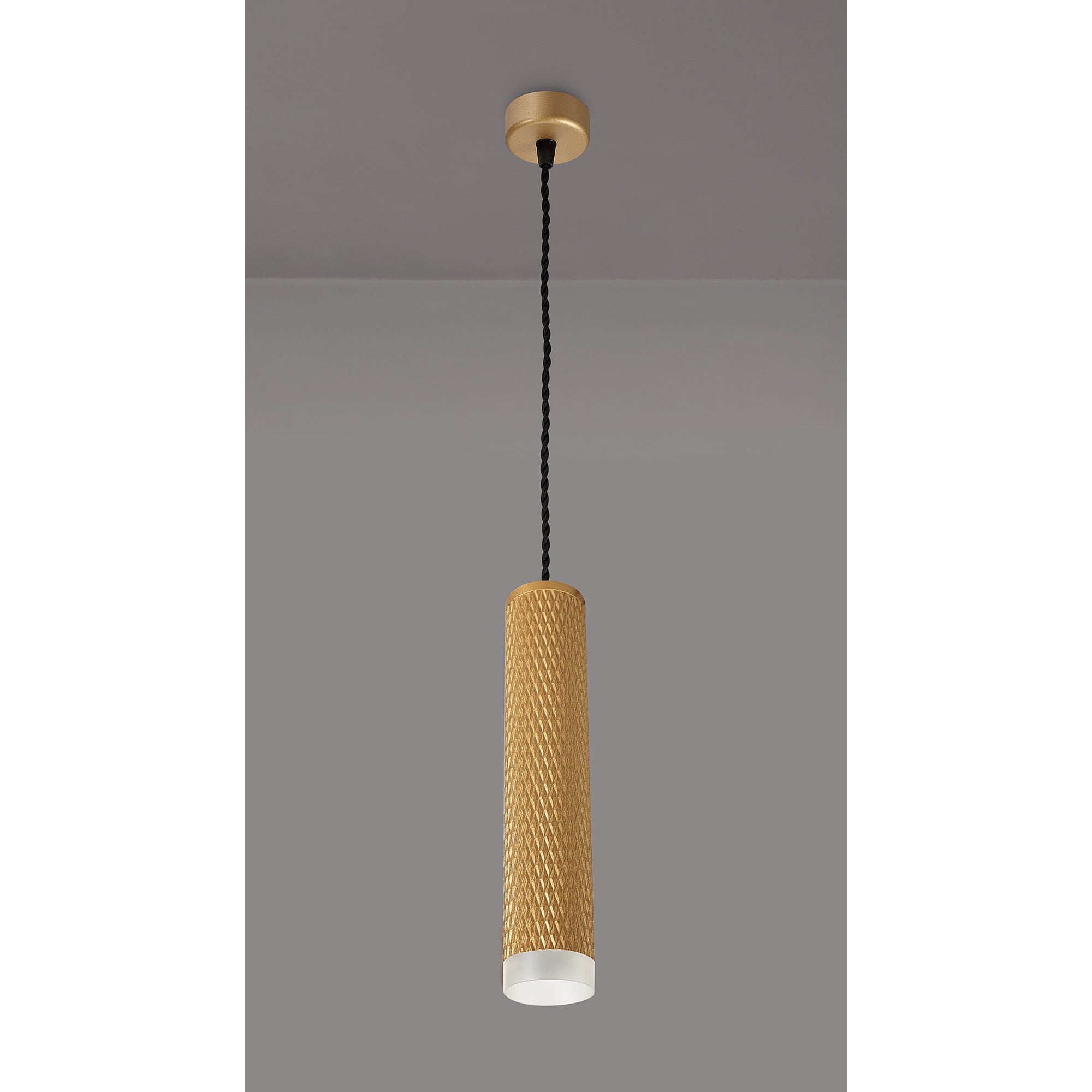 NLK01999 Stockholm 1 Light 30cm Pendant  Light Champagne Gold/Acrylic Ring