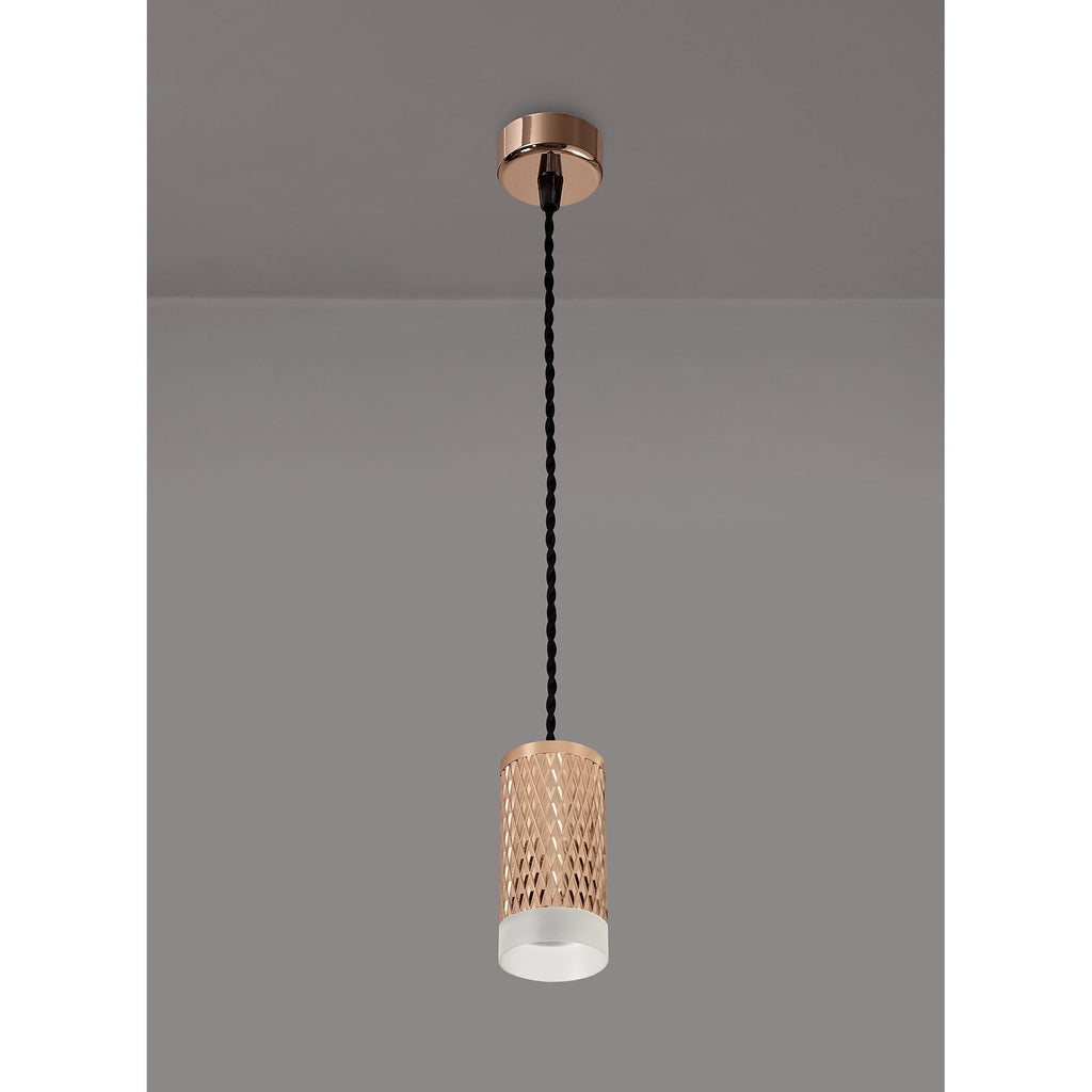 NLK02039 Stockholm 1 Light 11cm Pendant  Light Rose Gold/Acrylic Ring