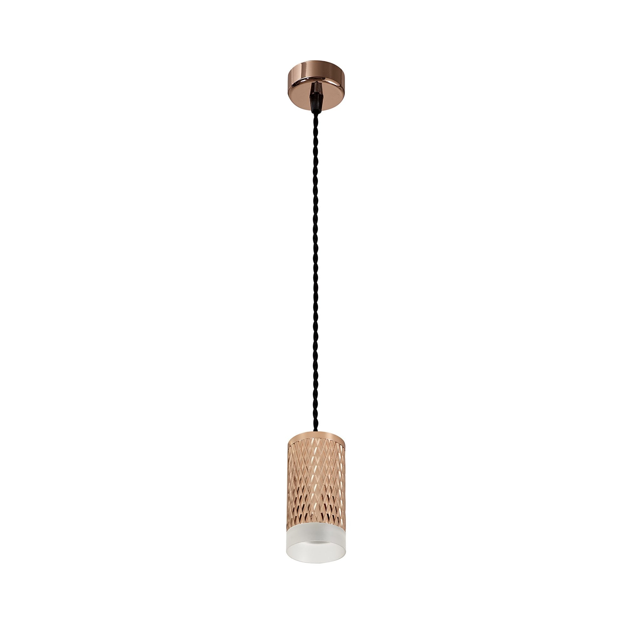 NLK02039 Stockholm 1 Light 11cm Pendant  Light Rose Gold/Acrylic Ring