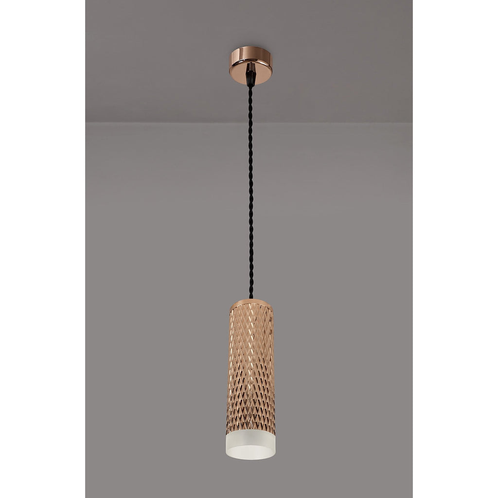 NLK02049 Stockholm 1 Light 20cm Pendant  Light Rose Gold/Acrylic Ring