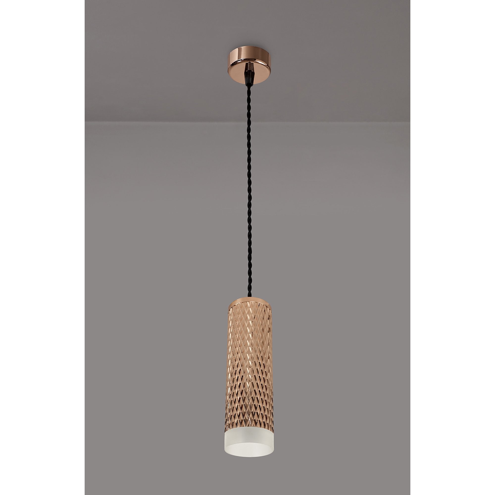 NLK02049 Stockholm 1 Light 20cm Pendant  Light Rose Gold/Acrylic Ring