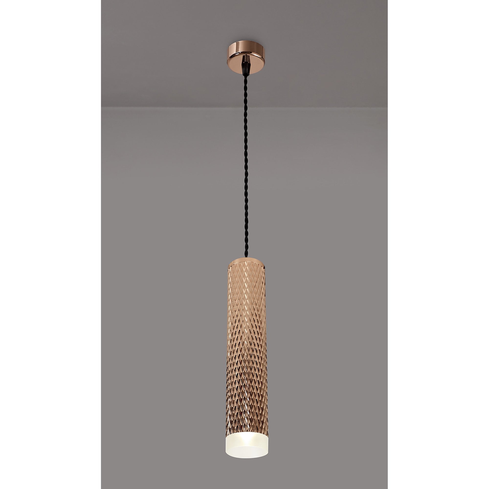 NLK02059 Stockholm 1 Light 30cm Pendant  Light Rose Gold/Acrylic Ring