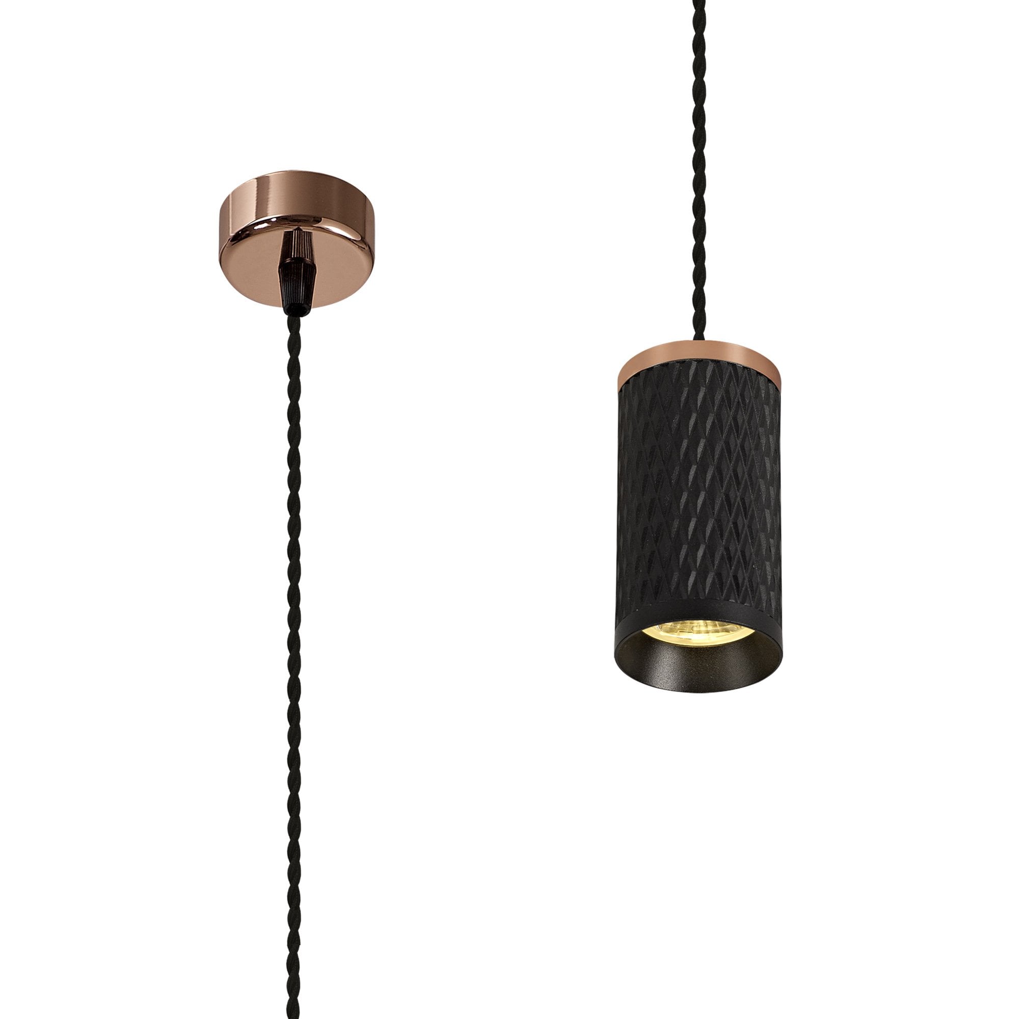 NLK02069 Stockholm 1 Light 11cm Pendant  Light Rose Gold/Sand Black