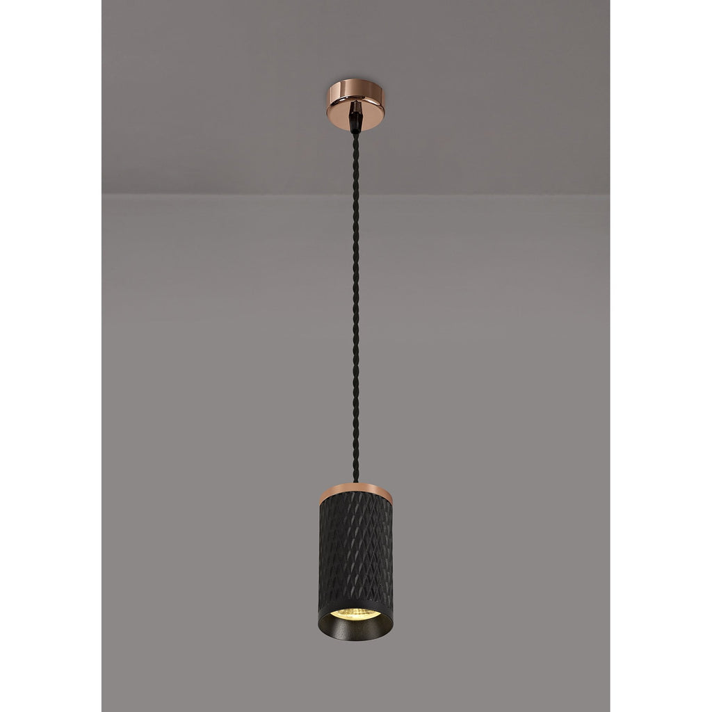 NLK02069 Stockholm 1 Light 11cm Pendant  Light Rose Gold/Sand Black