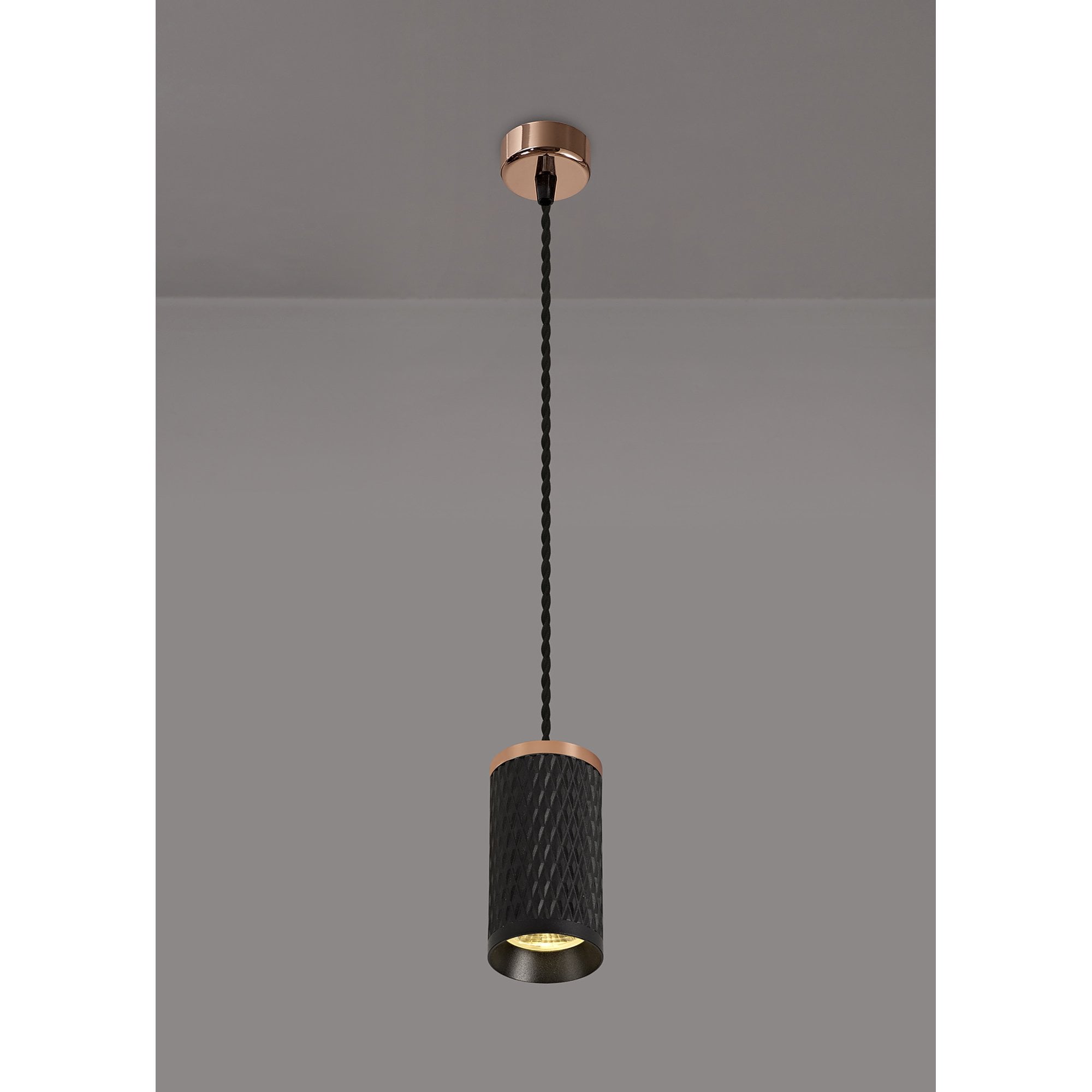NLK02069 Stockholm 1 Light 11cm Pendant  Light Rose Gold/Sand Black