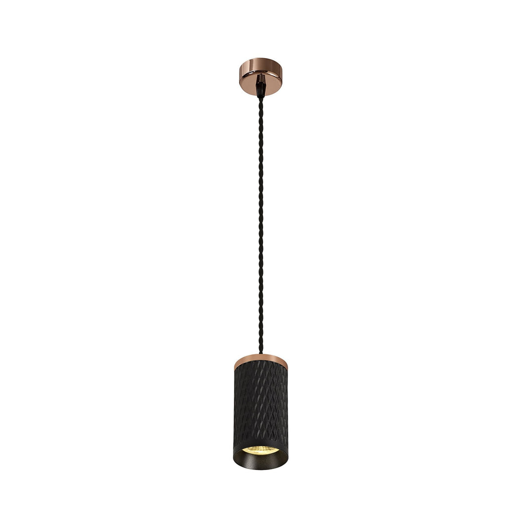 NLK02069 Stockholm 1 Light 11cm Pendant  Light Rose Gold/Sand Black
