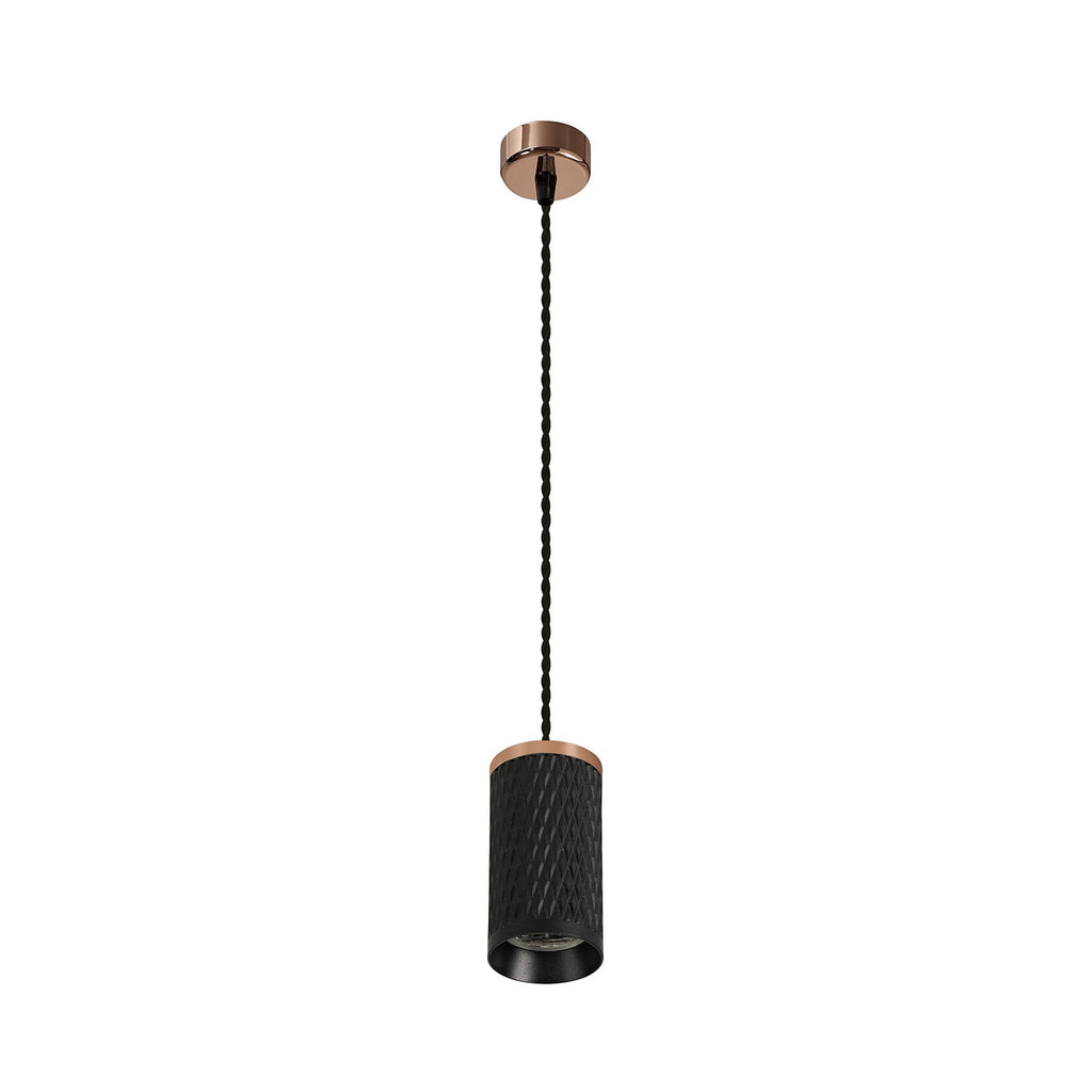 NLK02069 Stockholm 1 Light 11cm Pendant  Light Rose Gold/Sand Black