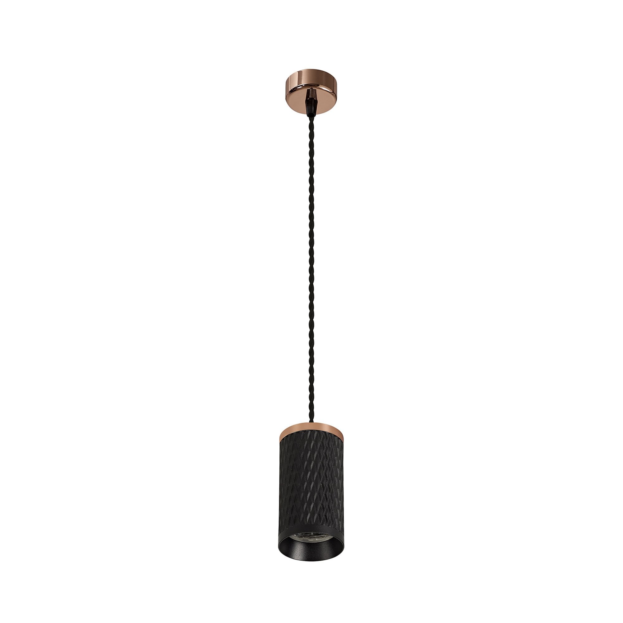 NLK02069 Stockholm 1 Light 11cm Pendant  Light Rose Gold/Sand Black