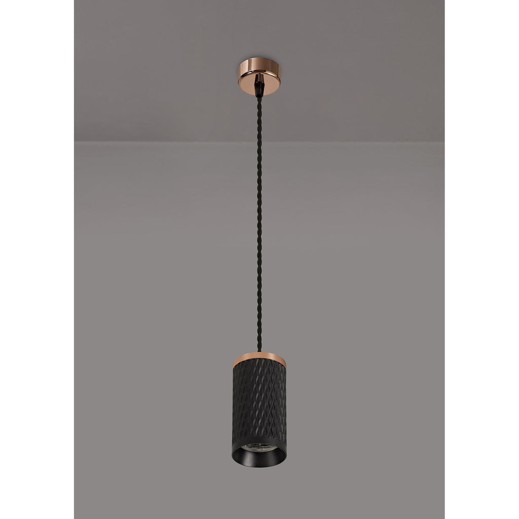 NLK02069 Stockholm 1 Light 11cm Pendant  Light Rose Gold/Sand Black